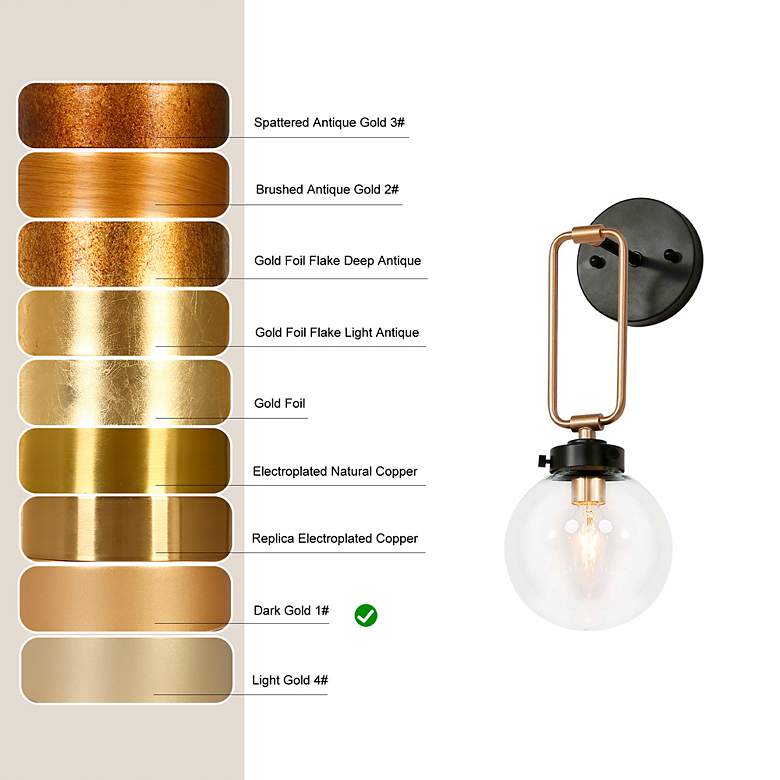 Image 2 14.6" High Black and Gold 1-Light Wall Sconce with Clear Glass Shade more views