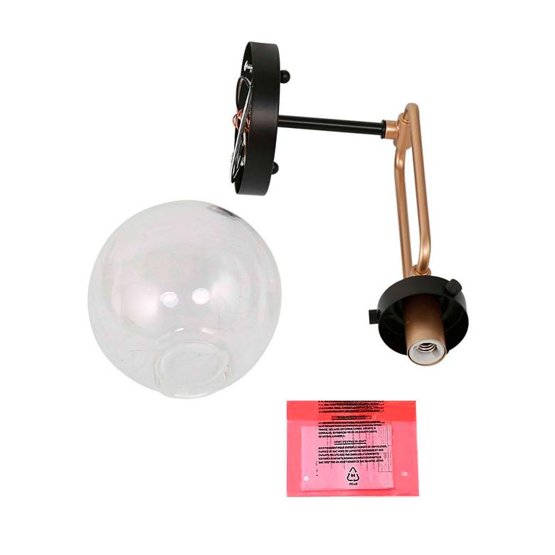 Image 3 14.6" High Black and Gold 1-Light Wall Sconce with Clear Glass Shade more views