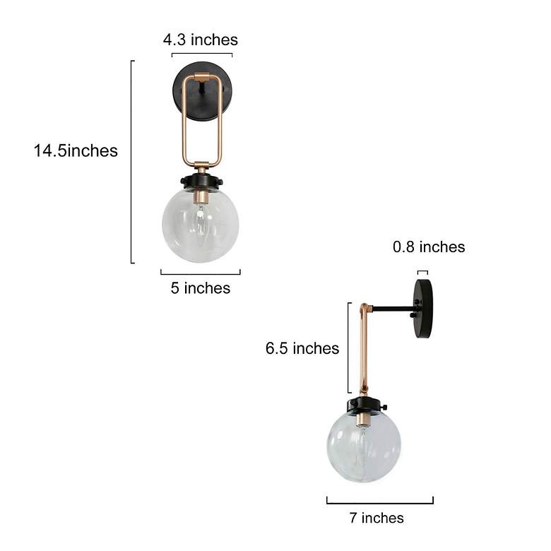Image 4 14.6" High Black and Gold 1-Light Wall Sconce with Clear Glass Shade more views