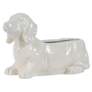 14.6" White Ceramic Dog Planter