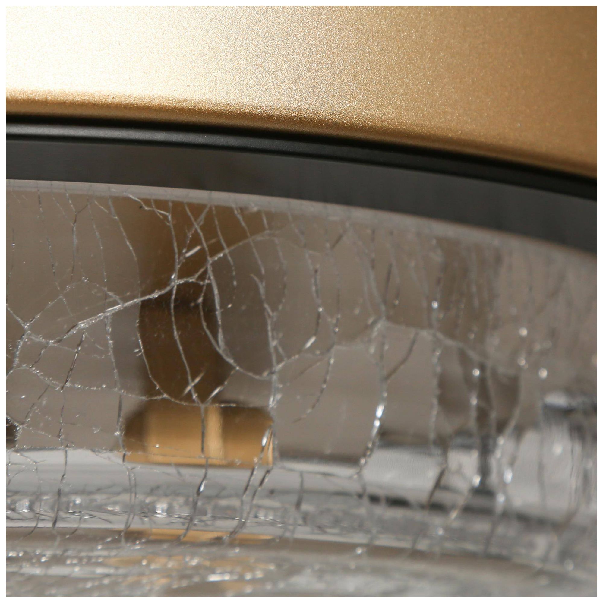 Image 4 14.9" Wide 3-Light Black Brass Drum Crackle Glass Ceiling Light more views