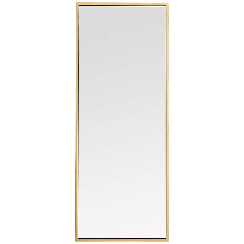 Image 3 14-in W x 36-in H Metal Frame Rectangle Wall Mirror in Brass