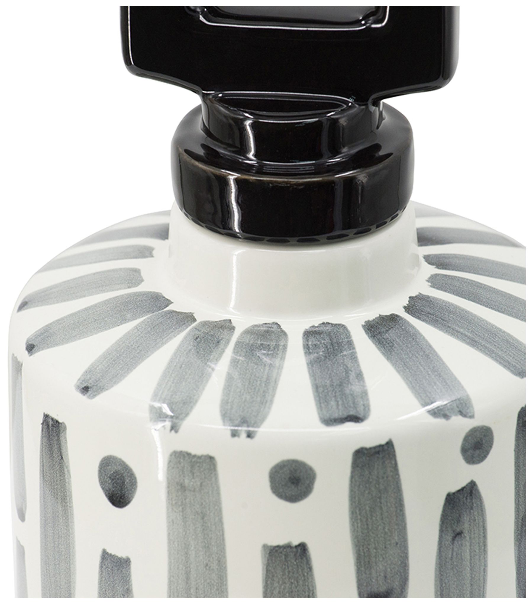 Image 5 14" Black and Gray Cylinderical Jar with Geometric Pattern more views