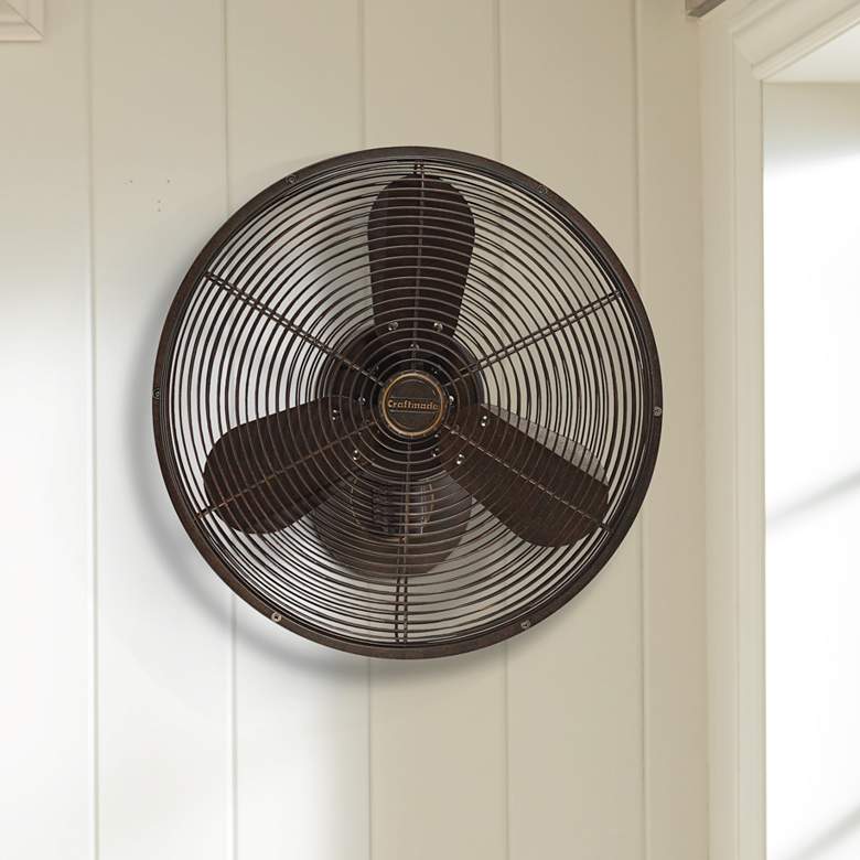 Image 1 14" Craftmade Bellows IV Aged Bronze Textured Damp Wall Fan