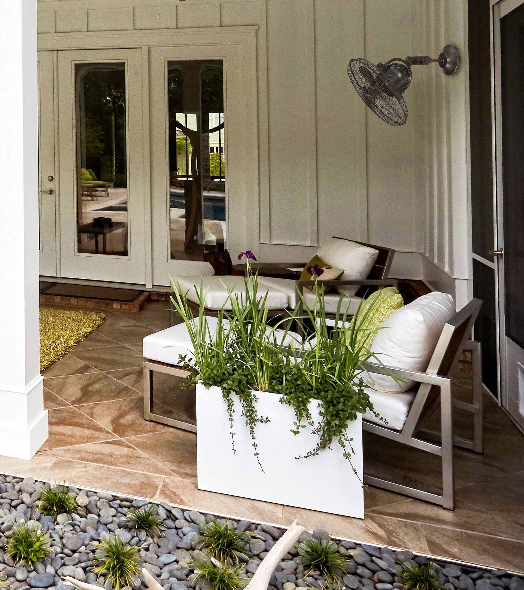 Image 5 14" Craftmade Bellows IV Aged Bronze Textured Damp Wall Fan more views