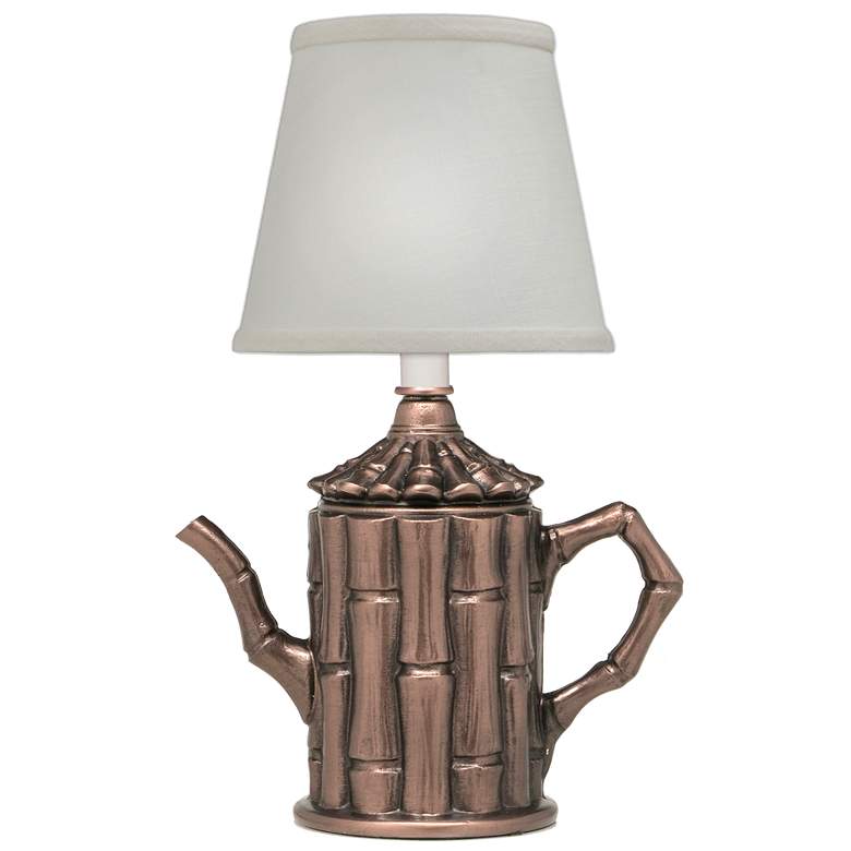 Image 1 14" H Antique Old Bronze Tea Kettle Mini Lamp