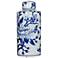 14" High Blue and White Magnolia Pattern Lidded Jar