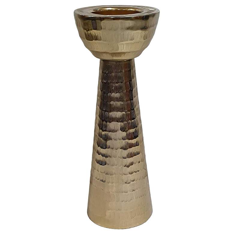 Image 1 14" High Gold Handmade Aluminum Candle Holder