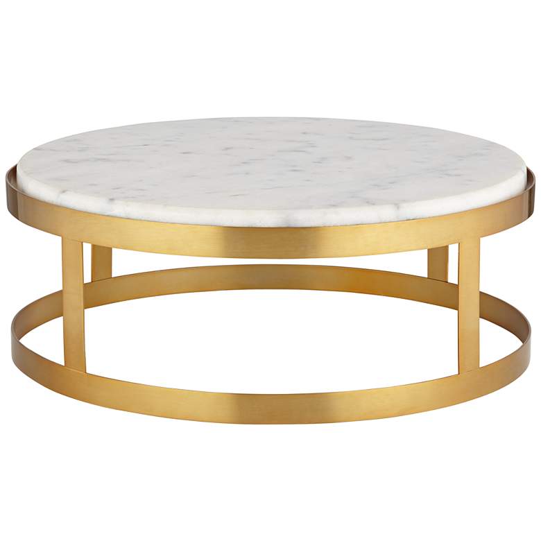 Image 1 14 inch Marble and Gold Finish Pedestal Lamp Riser