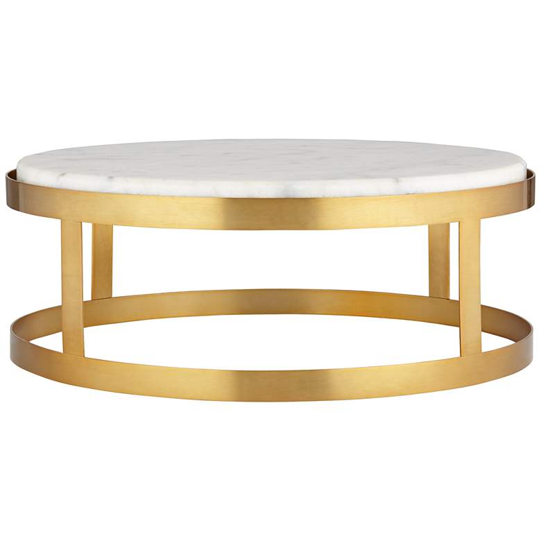 Image 3 14" Marble and Gold Finish Pedestal Lamp Riser more views