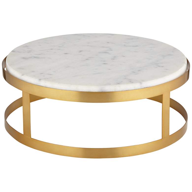 Image 4 14" Marble and Gold Finish Pedestal Lamp Riser more views