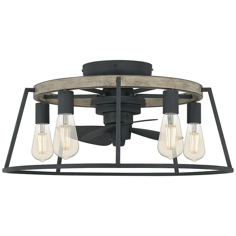 Image 2 14" Quoizel Brockton Grey Ash LED Damp Rated Fandelier Fan with Remote