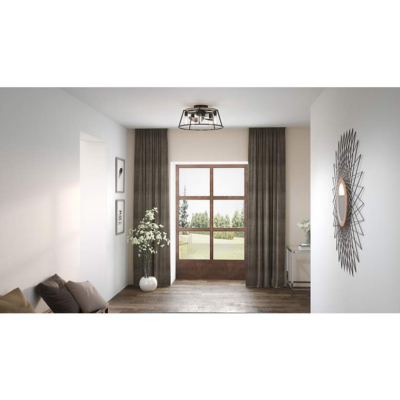 Image 3 14 inch Quoizel Brockton Grey Ash LED Damp Rated Fandelier Fan with Remote more views