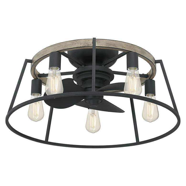 Image 4 14" Quoizel Brockton Grey Ash LED Damp Rated Fandelier Fan with Remote more views