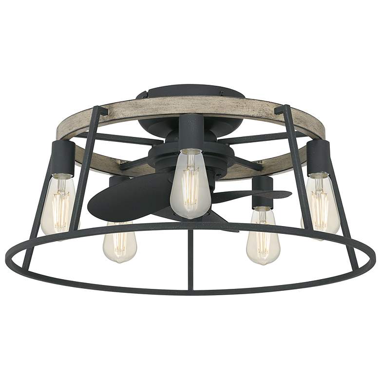 Image 5 14" Quoizel Brockton Grey Ash LED Damp Rated Fandelier Fan with Remote more views