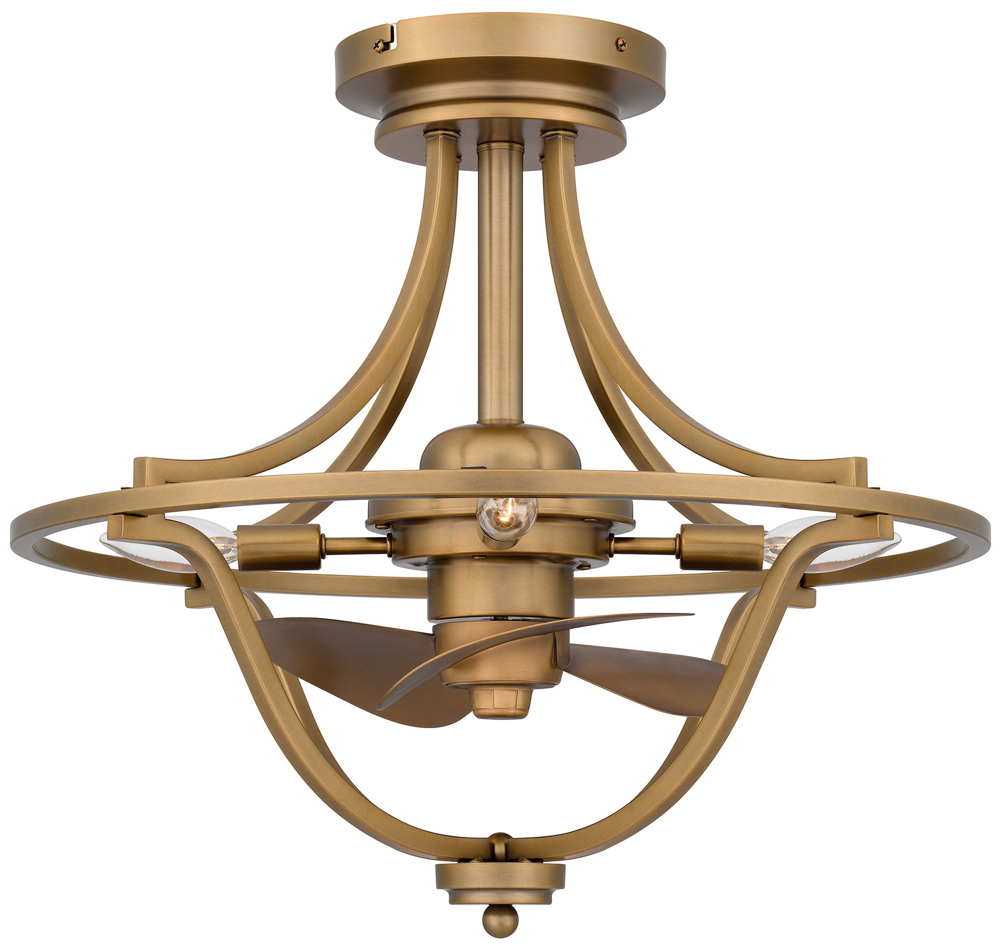 14" Quoizel Harvel Weathered Brass LED Ceiling Fan with Remote