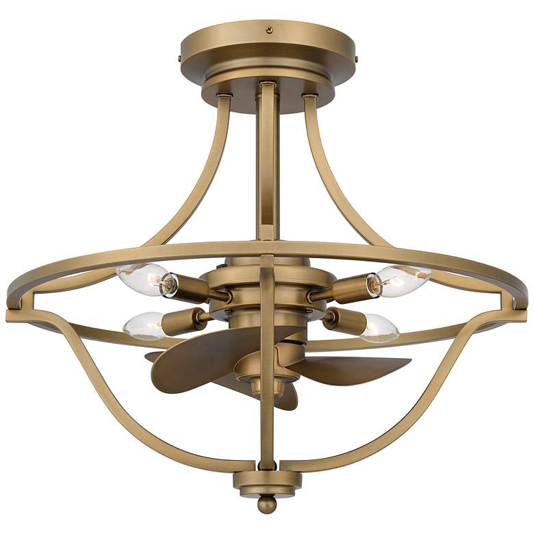 Image 3 14 inch Quoizel Harvel Weathered Brass LED Ceiling Fan with Remote