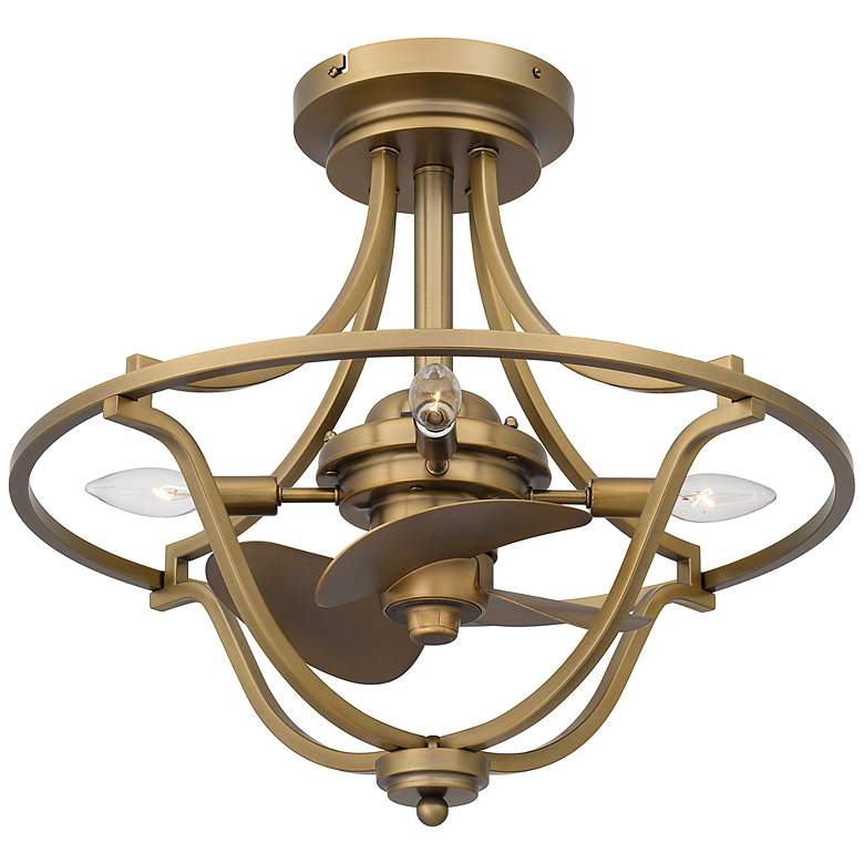 Image 6 14" Quoizel Harvel Weathered Brass LED Ceiling Fan with Remote more views