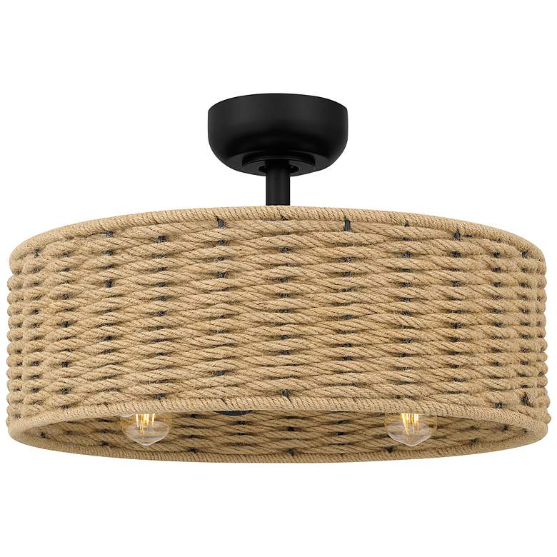 Image 2 14 inch Quoizel Islander Matte Black and Hemp LED Ceiling Fan with Remote