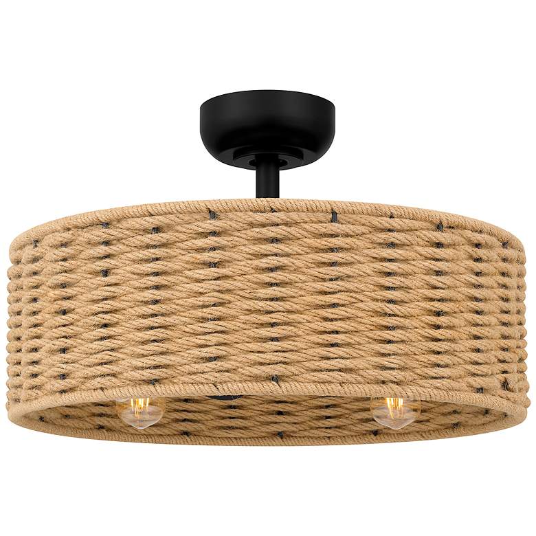 Image 2 14 inch Quoizel Islander Matte Black and Hemp LED Ceiling Fan with Remote