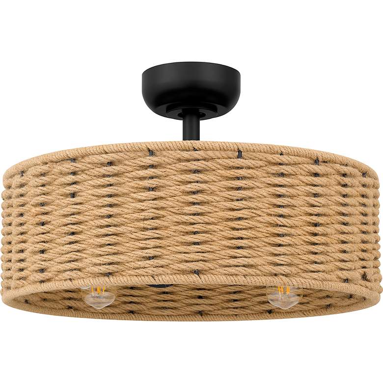 Image 5 14" Quoizel Islander Matte Black and Hemp LED Ceiling Fan with Remote more views
