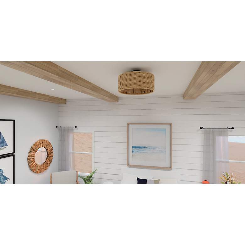 Image 7 14" Quoizel Islander Matte Black and Hemp LED Ceiling Fan with Remote more views
