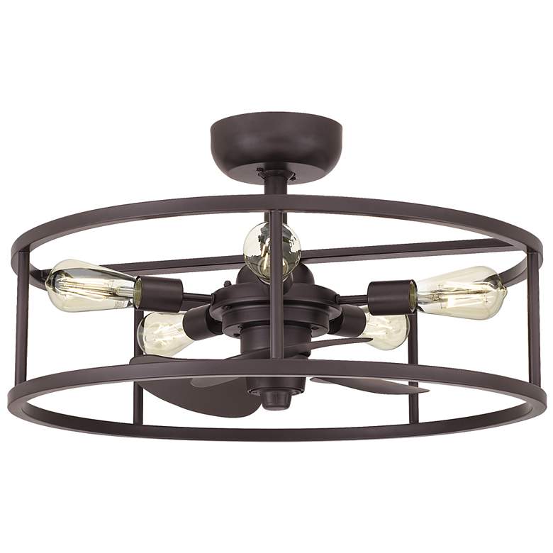 Image 3 14 inch Quoizel New Harbor 5-Light Bronze Finish Fandelier Ceiling Fan