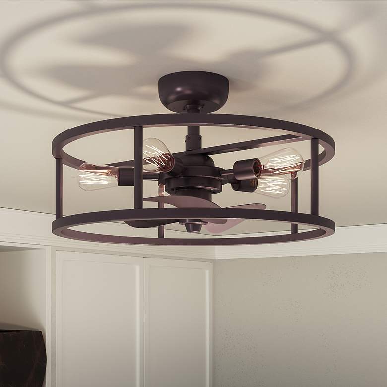 Image 2 14 inch Quoizel New Harbor 5-Light Bronze Finish Fandelier Ceiling Fan