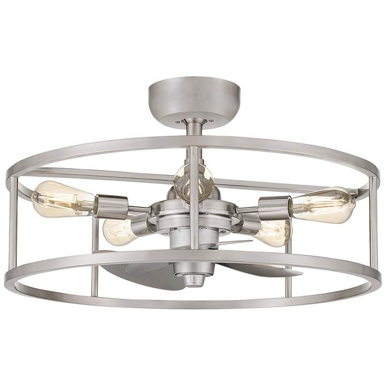 Image 2 14 inch Quoizel New Harbor Nickel Fandelier Ceiling Fan with Remote