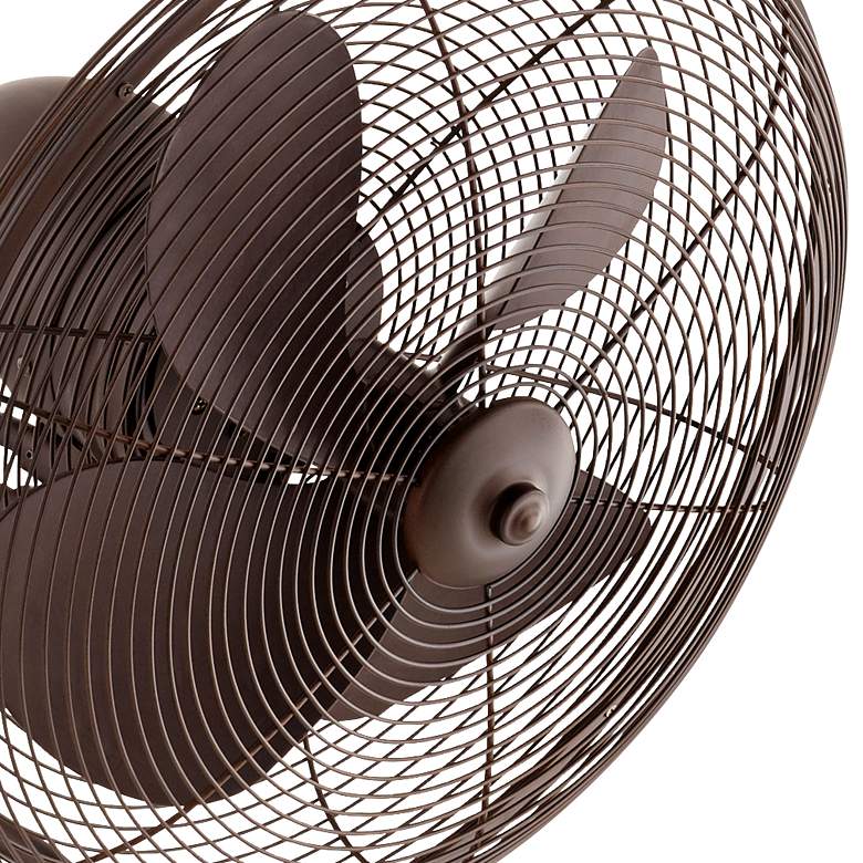 Image 3 14" Quorum Piazza Oiled Bronze Damp Rated Oscillating Wall Fan more views
