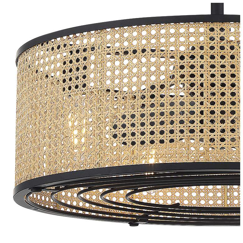Image 3 14" Savoy House Astoria Matte Black w/ Woven Cane Fandelier more views
