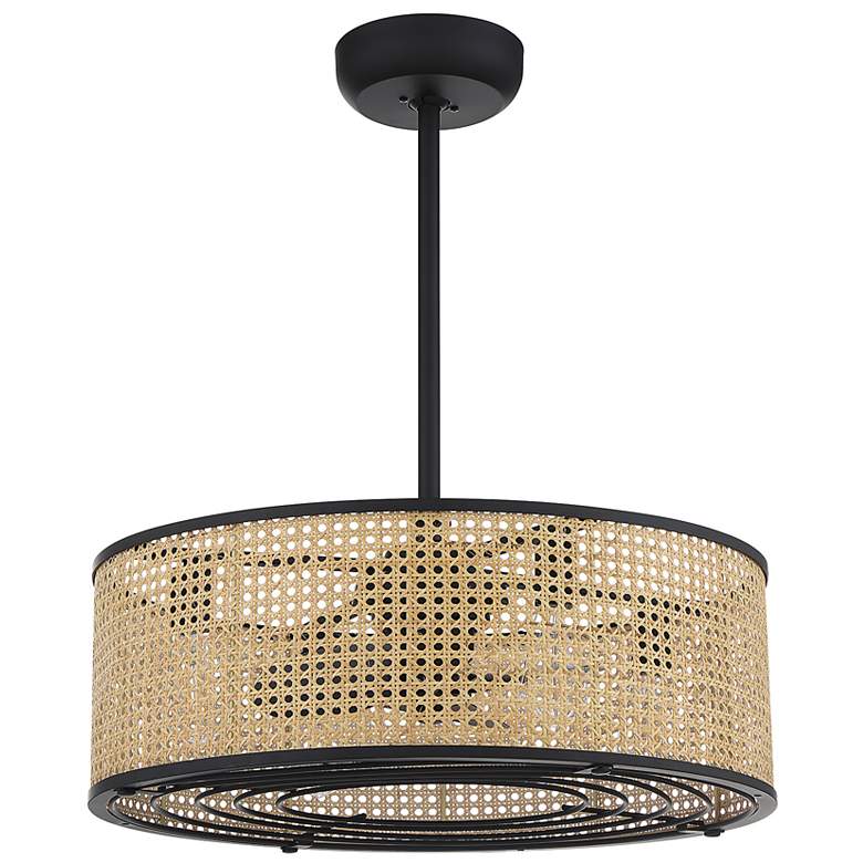 Image 4 14" Savoy House Astoria Matte Black w/ Woven Cane Fandelier more views