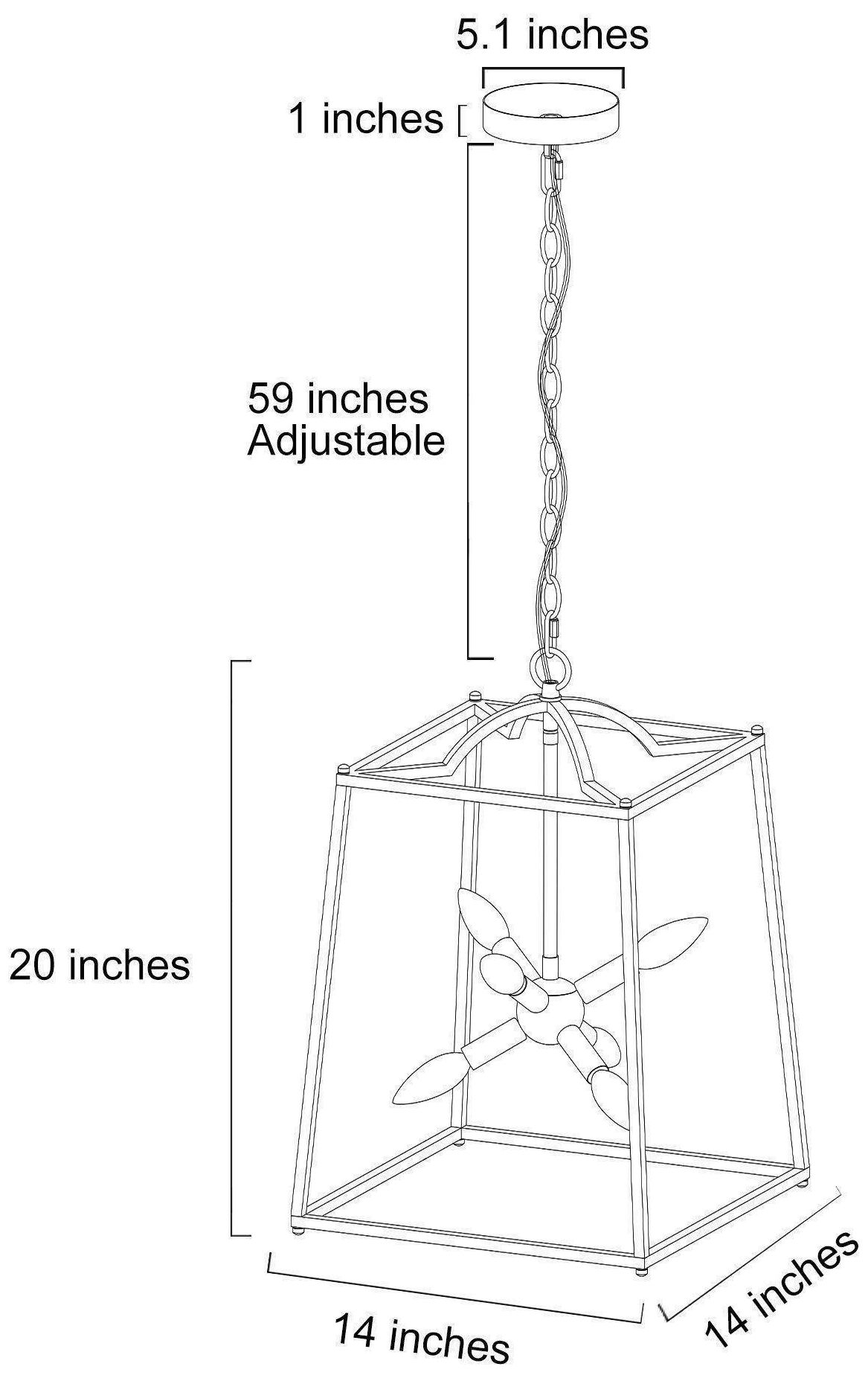 Image 4 14" Wide 6-Light Black Gold Lantern Square Chandelier more views