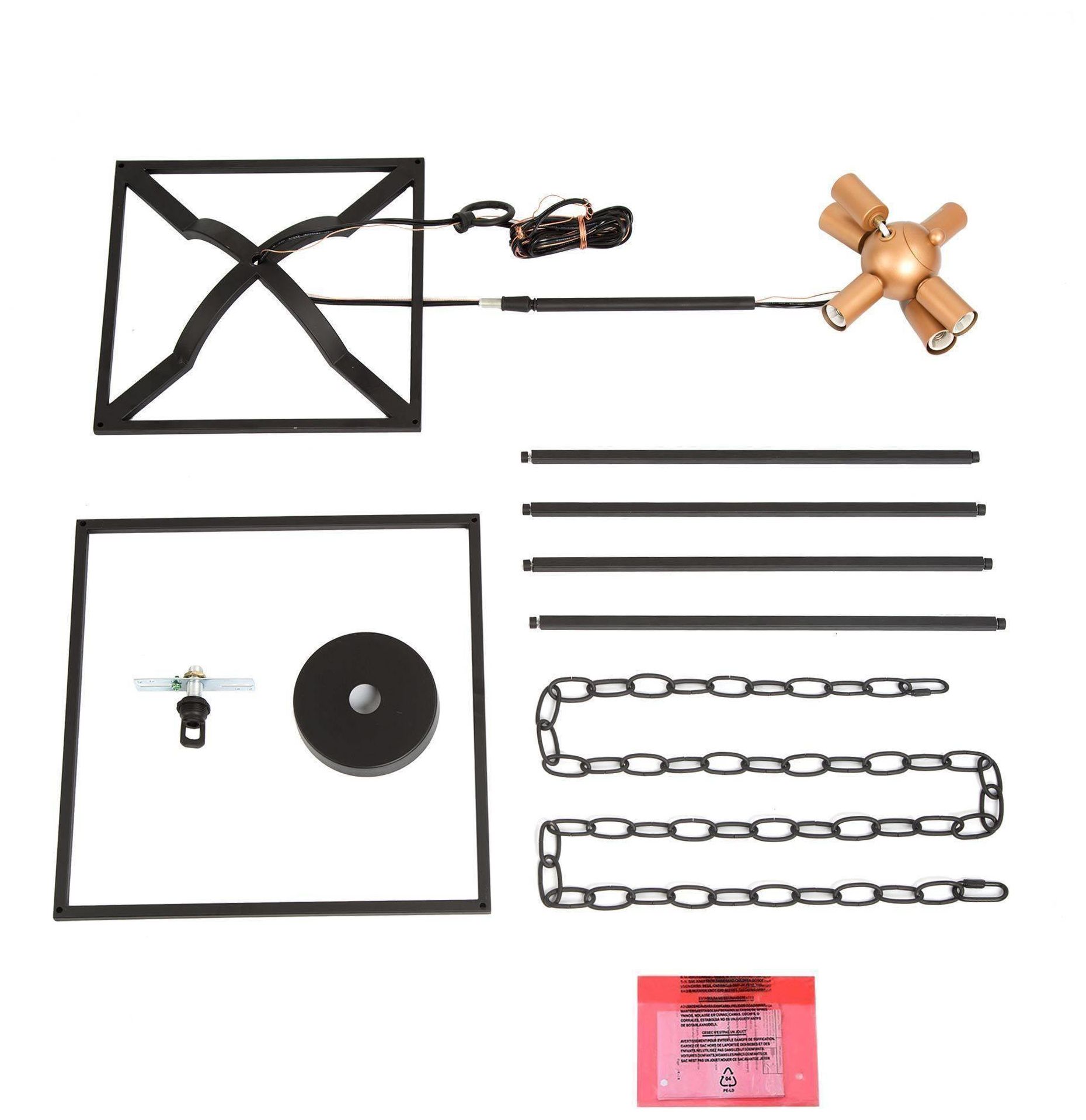 Image 5 14" Wide 6-Light Black Gold Lantern Square Chandelier more views