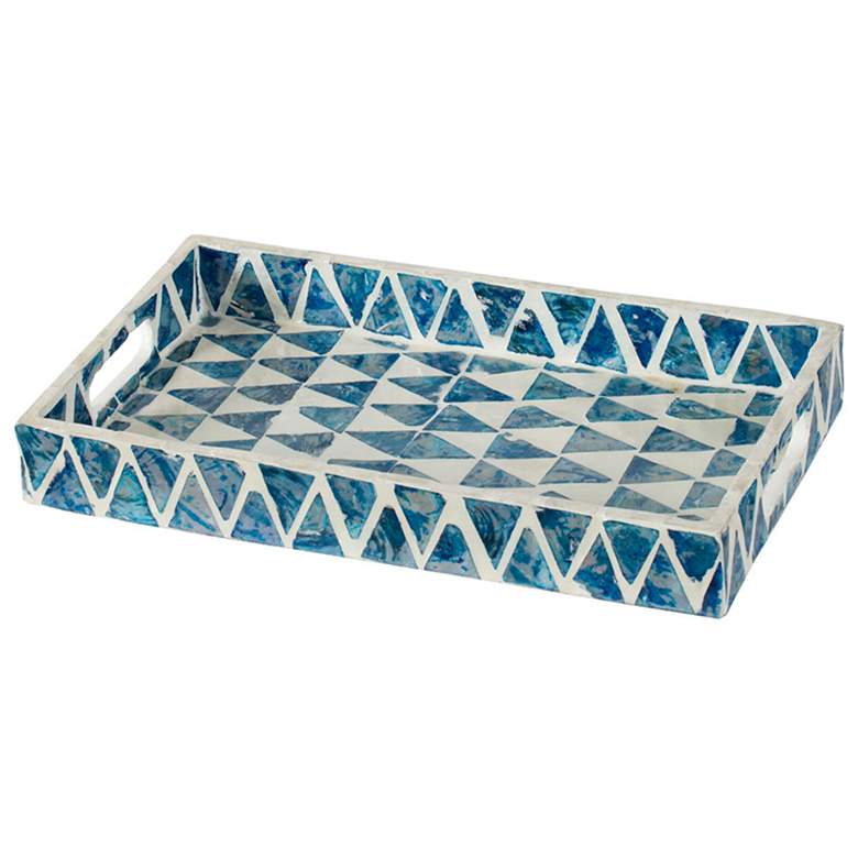 Image 1 14 inch Wide Decorative Triangle Pattern Rectangular Tray