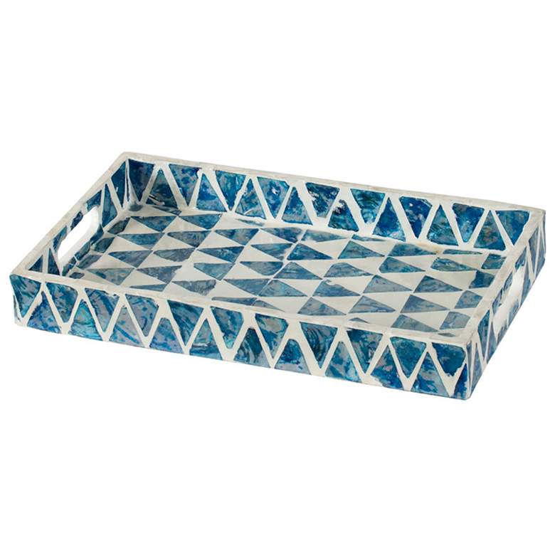Image 1 14" Wide Decorative Triangle Pattern Rectangular Tray