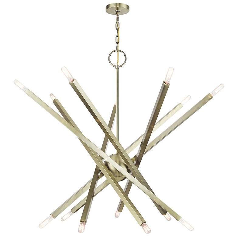Image 2 14 Light Antique Brass Extra Large Foyer Chandelier