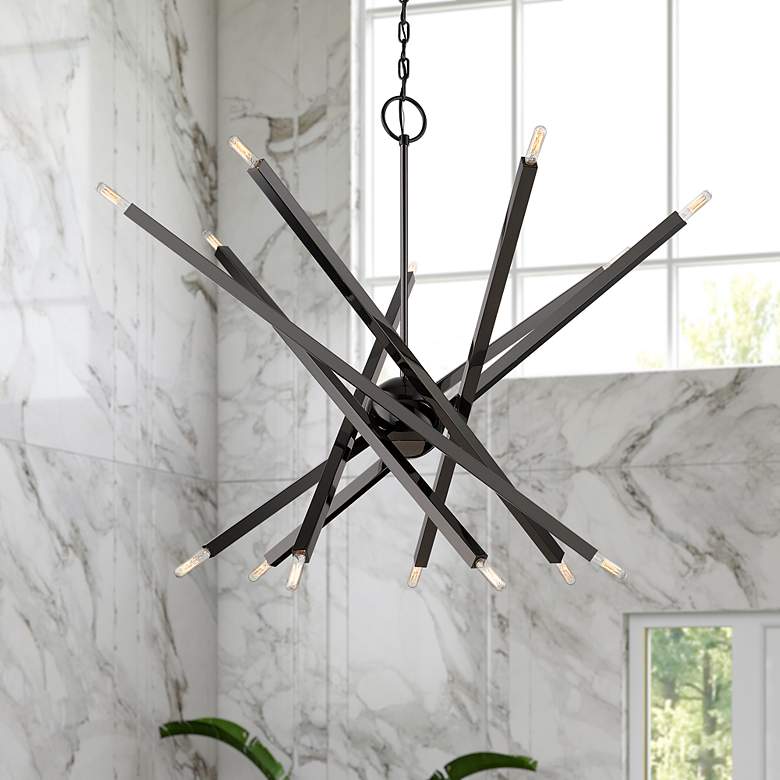 Image 1 14 Light Black Chrome Extra Large Chandelier