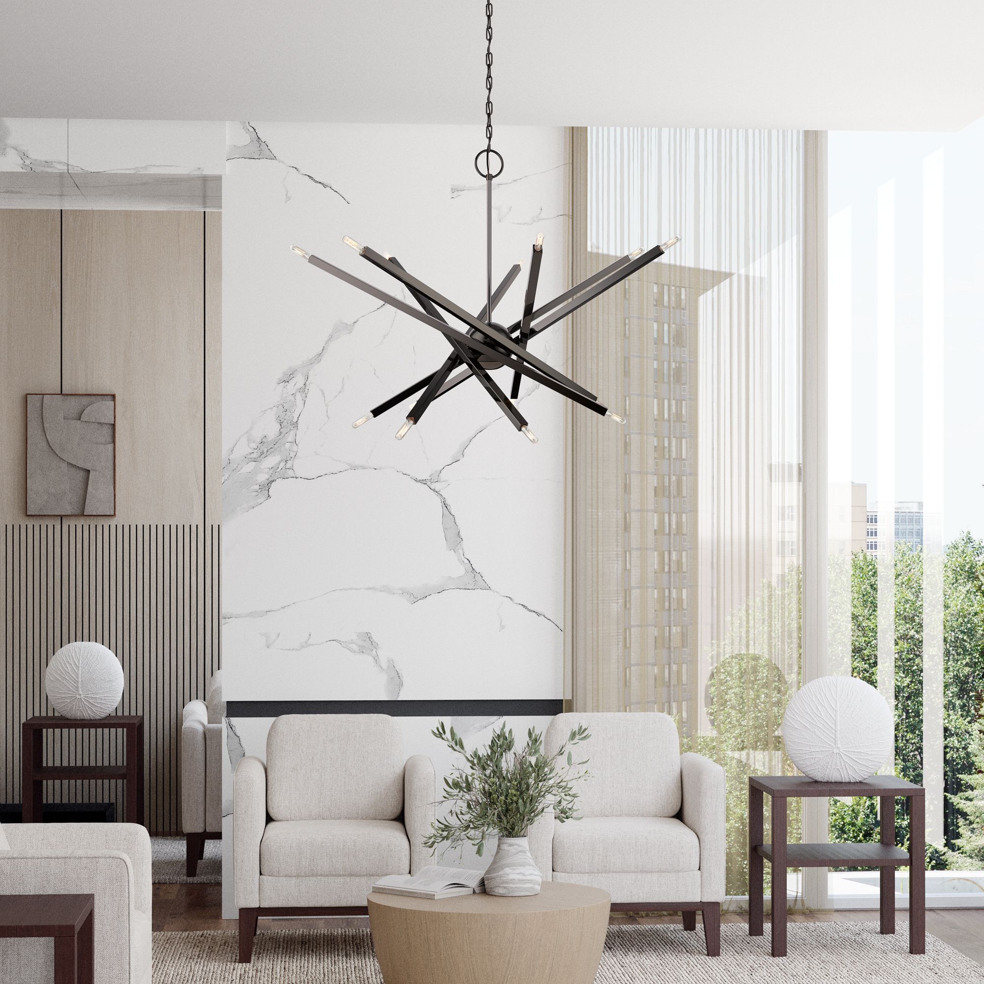 14 Light Black Chrome Extra Large Chandelier