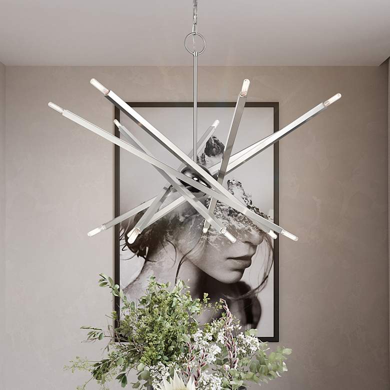 Image 1 14 Light Brushed Nickel Extra Large Foyer Chandelier