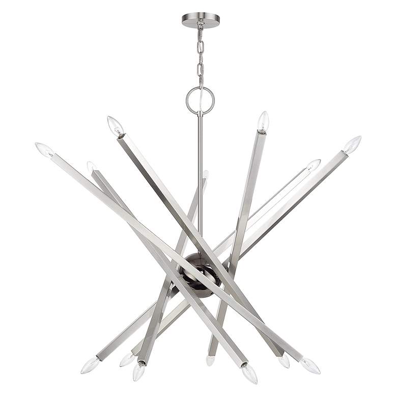 Image 3 14 Light Brushed Nickel Extra Large Foyer Chandelier more views