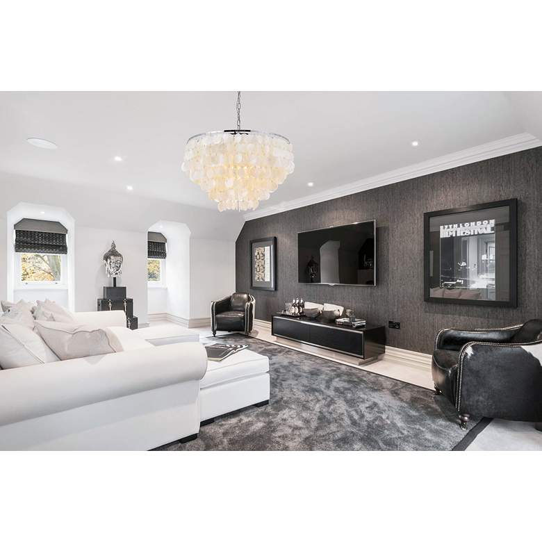 Image 1 Selene 25 1/2" Wide Chrome Cascading Shell 6-Light Pendant in scene