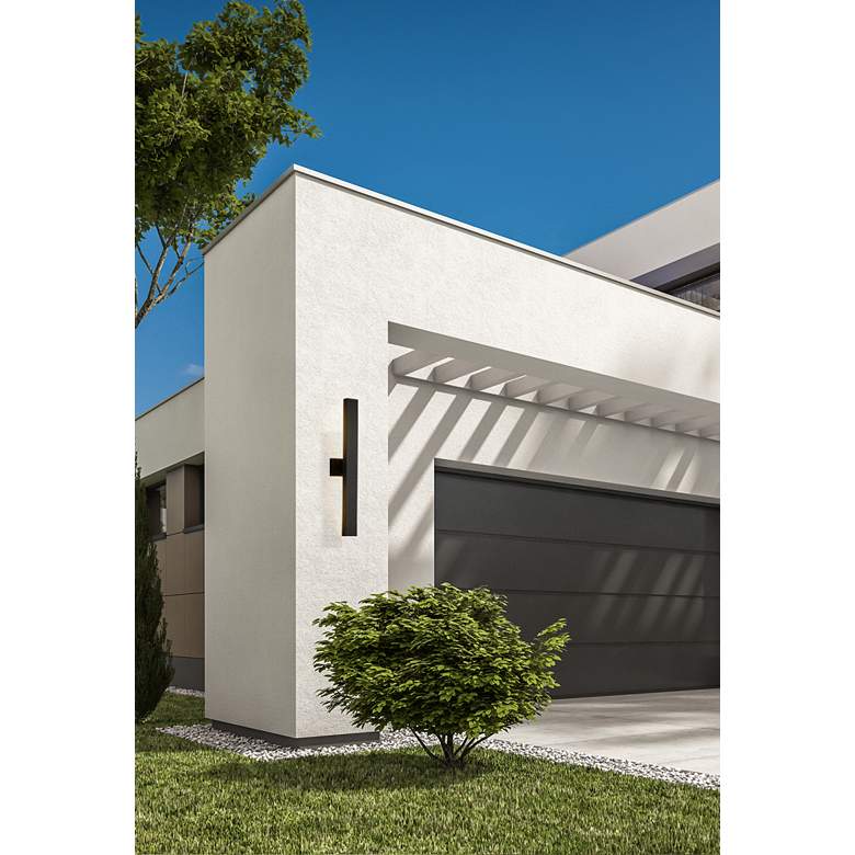 Image 1 Edge 33 1/4" High Black Metal LED Outdoor Wall Light in scene