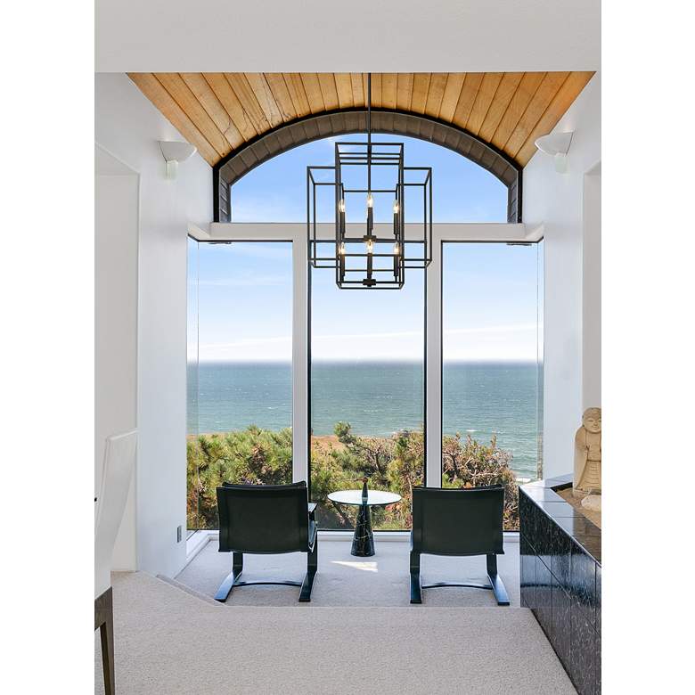 Image 1 Z-Lite Titania 22" Wide Matte Black Metal 8-Light 2-Tier Pendant in scene