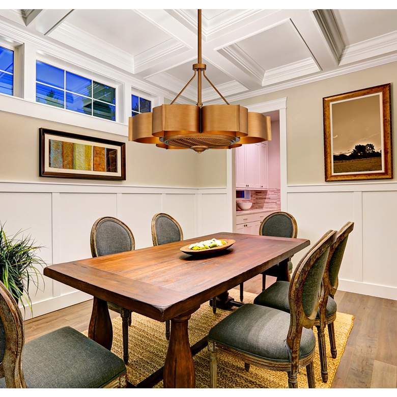 Image 1 31" Savoy House Stockholm 6-Light Gold Patina Fan D'Lier in scene