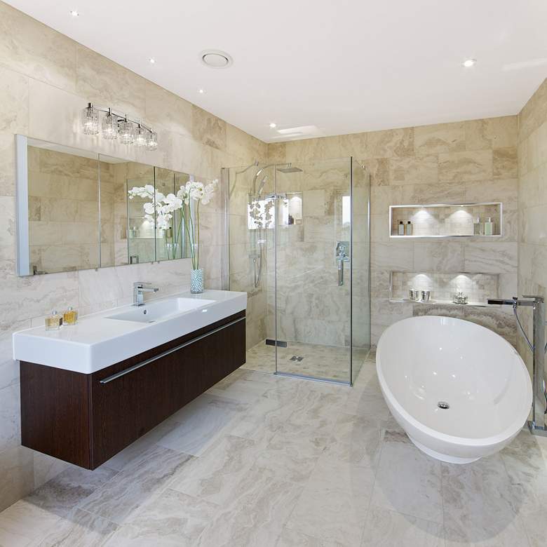 Image 1 Aubrey 40 3/4" Wide Chrome 5-Light Vanity Bath Light in scene