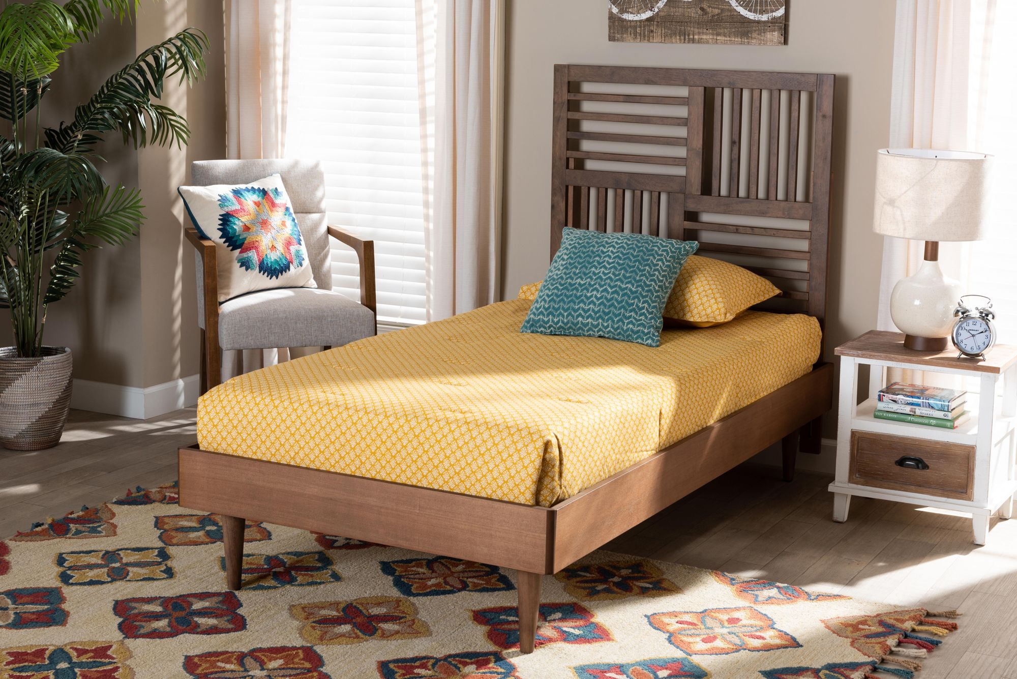 Image 1 Baxton Studio Romy Walnut Brown Twin Size Platform Bed in scene