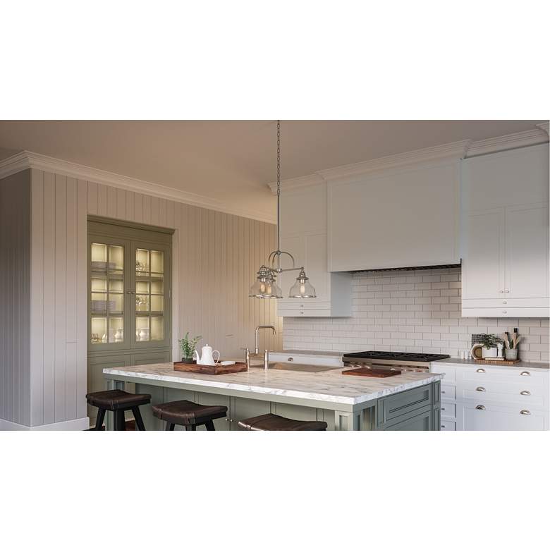 Image 1 Quoizel Grant 24" Wide Brushed Nickel 3-Light Chandelier in scene