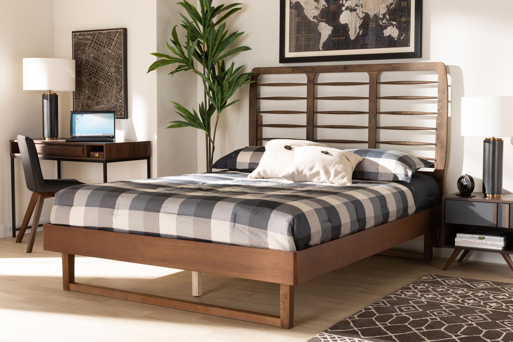 Image 1 Baxton Studio Lucie Walnut Brown Full Size Platform Bed in scene