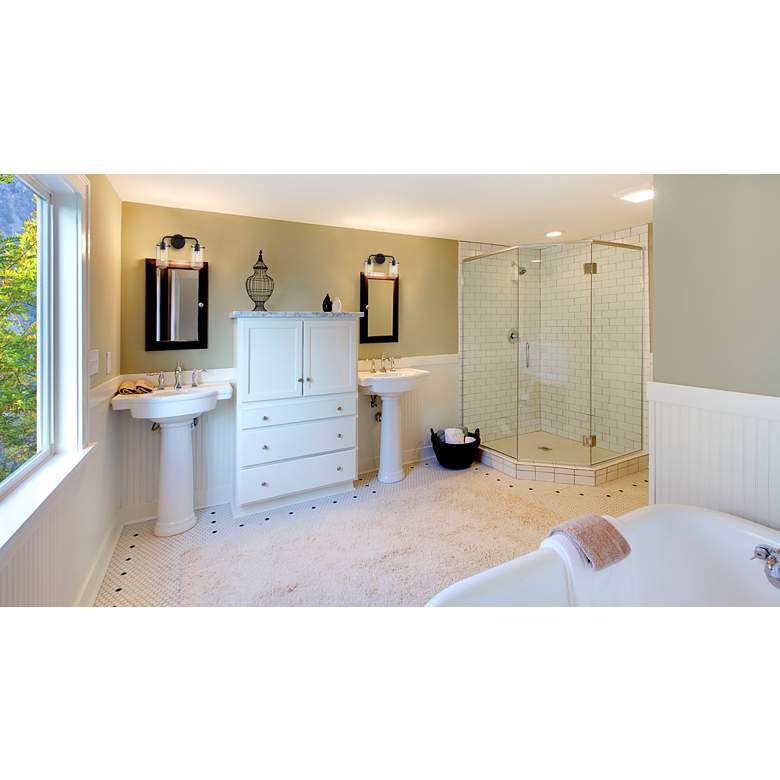 Image 1 Delaney 15" Wide High Matte Black 2-Light Bath Light in scene